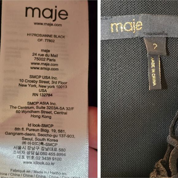 Maje Rosianne Black Fit and Flare Eyelet Dress Cocktail Party Occasion Size Med - Picture 14 of 16